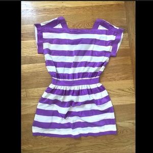 80s Albert Nipon Bold Stripe Lilac Silk Tunic Mini Dress Vintage Designer XS VTG